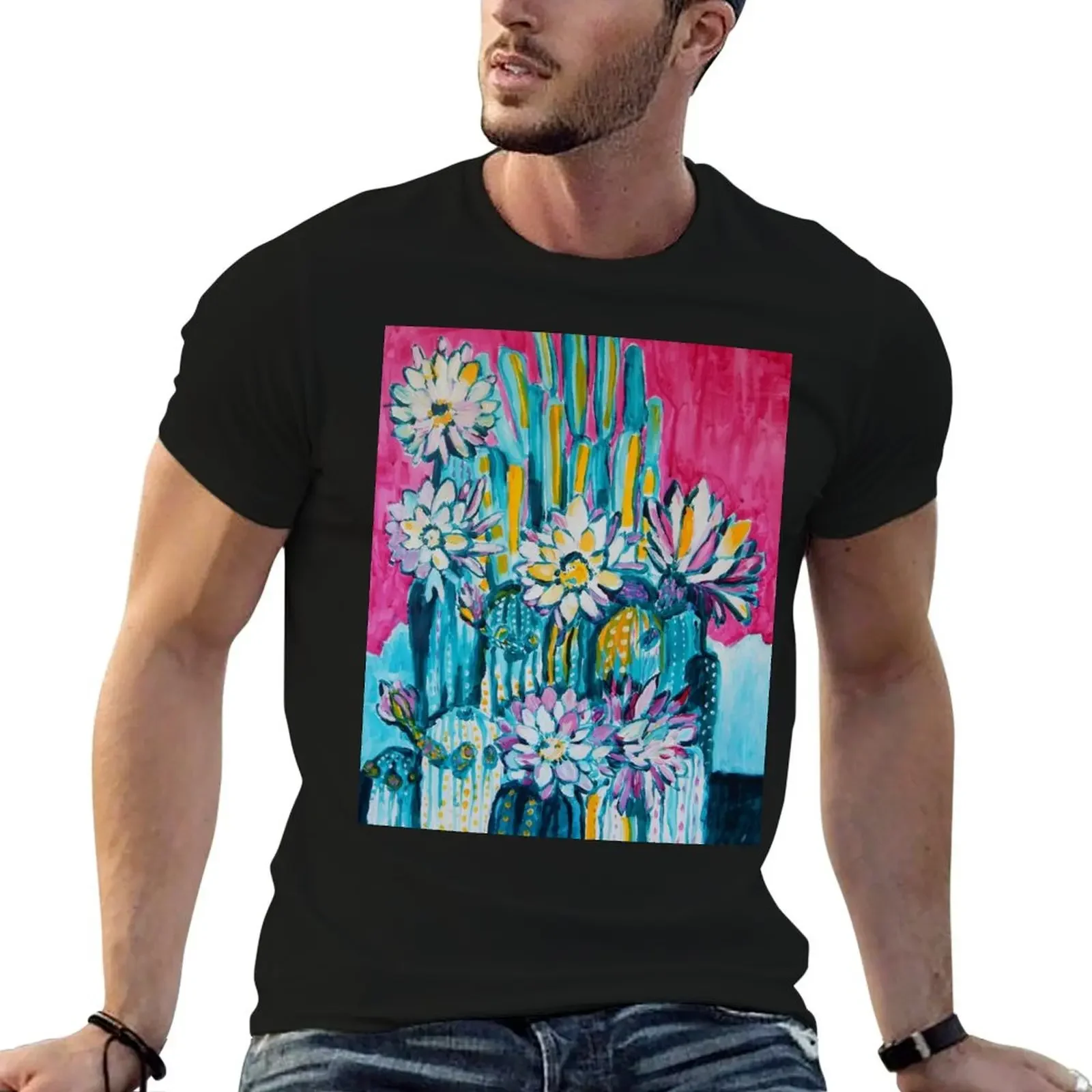 flowering cacti T-Shirt oversized t shirt blanks men workout shirt