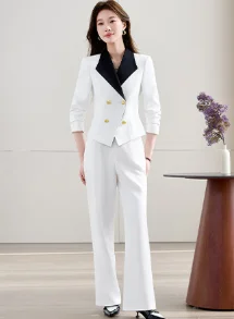 Khaki small suit jacket, women's pants, two-piece set, cross-border, foreign trade, professional clothing, trendy