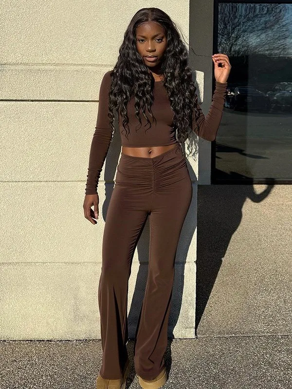 

Сексуальный комплект плиссированных расклешенных брюк с высокой талией, прямые брюки со средней талией, материал ПВХ, искусственная ткань, сращивание Proc