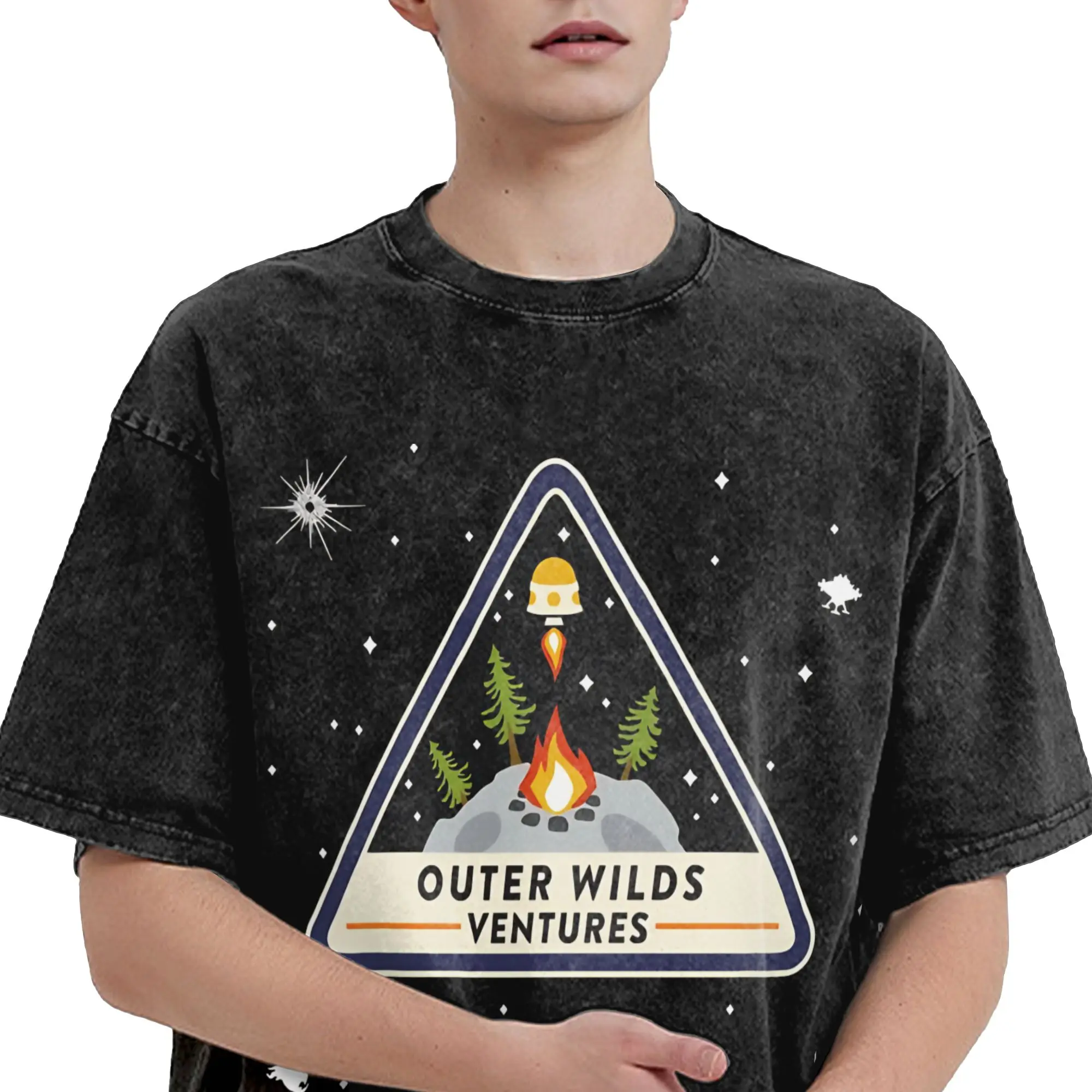Outer Wilds Ventures Patch Washed T-Shirt Vintage T-Shirts aus 100 % Baumwolle O-Ausschnitt Kurzarm-T-Shirt 4XL 5XL Tops – Detail 3