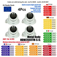 4x HDW2849TM-S-IL Dahua 8MP Smart Dual Light Fixed-focal Eyeball WizSense IP Camera Built-in warm light and IR LED Microphone