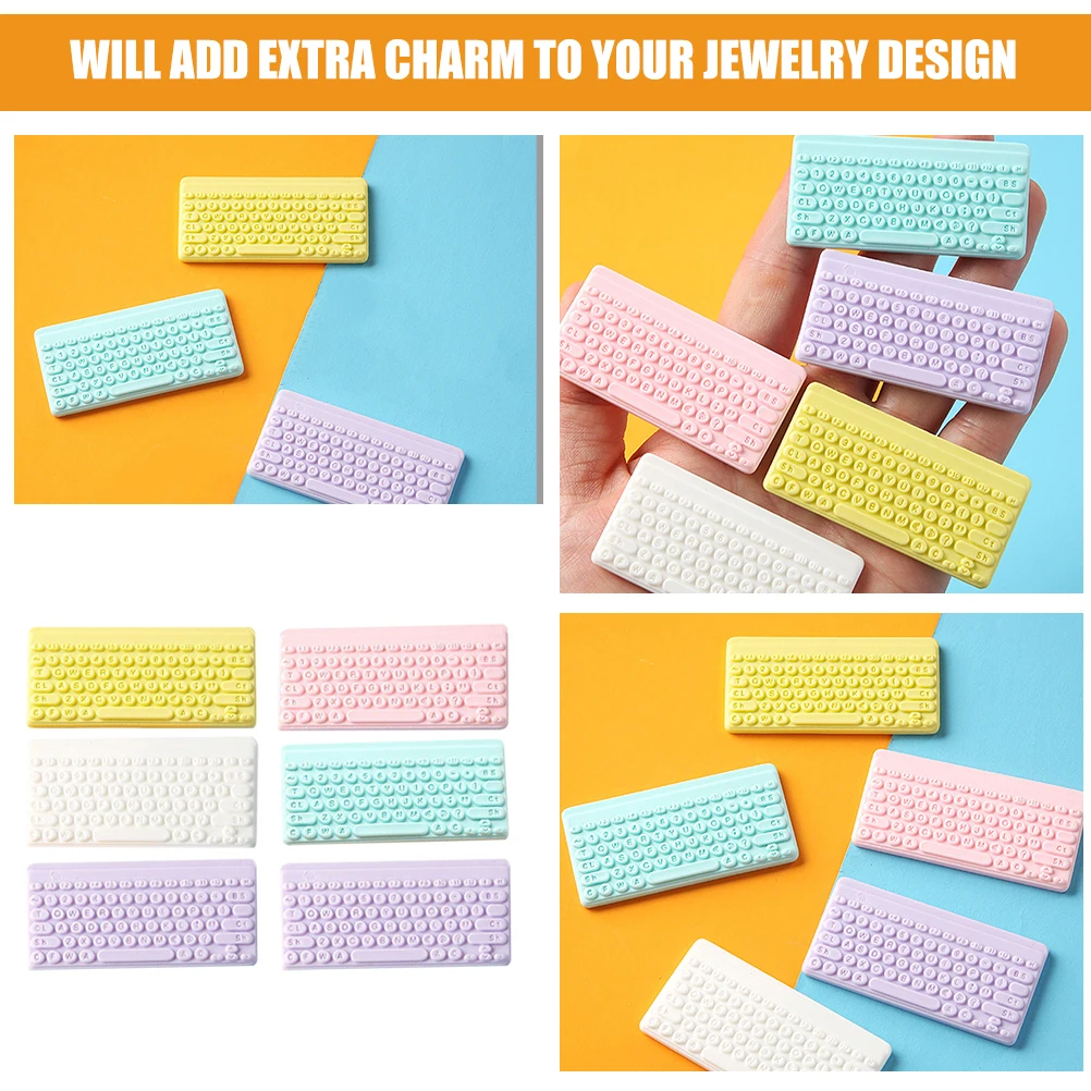 

6pcs Miniature Keyboard Charms for DIY Jewelry Keychain Dollhouse Decorations Colorful Simulated Electronics Music Accessories