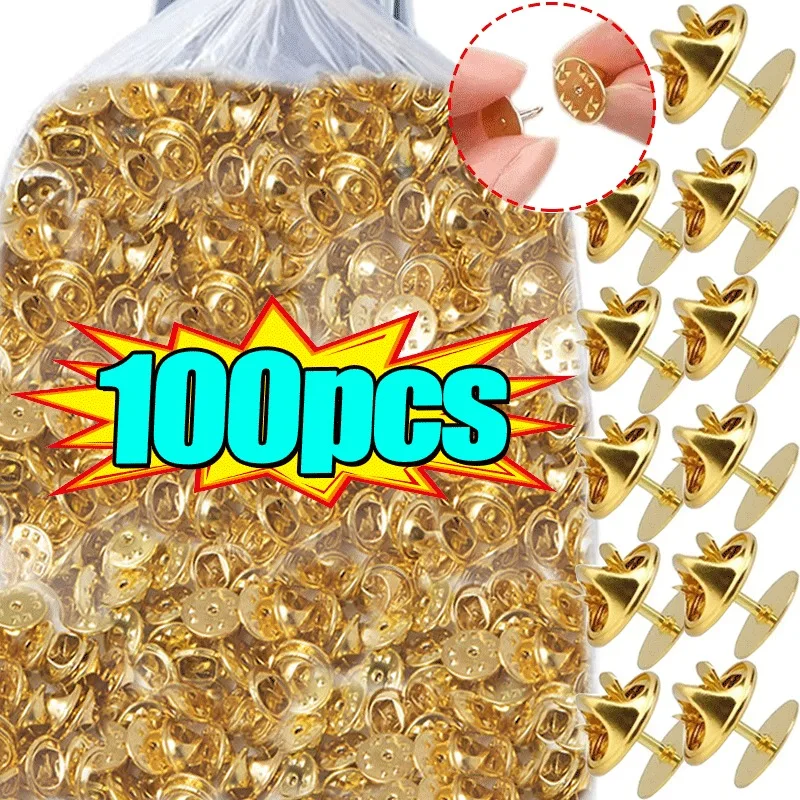 

50-100set Metal Nail Butterfly Clasp DIY Badge Holder Clutch Brooch Tie Tack Pin Locking Lapel Base Making Supply Craft Findings