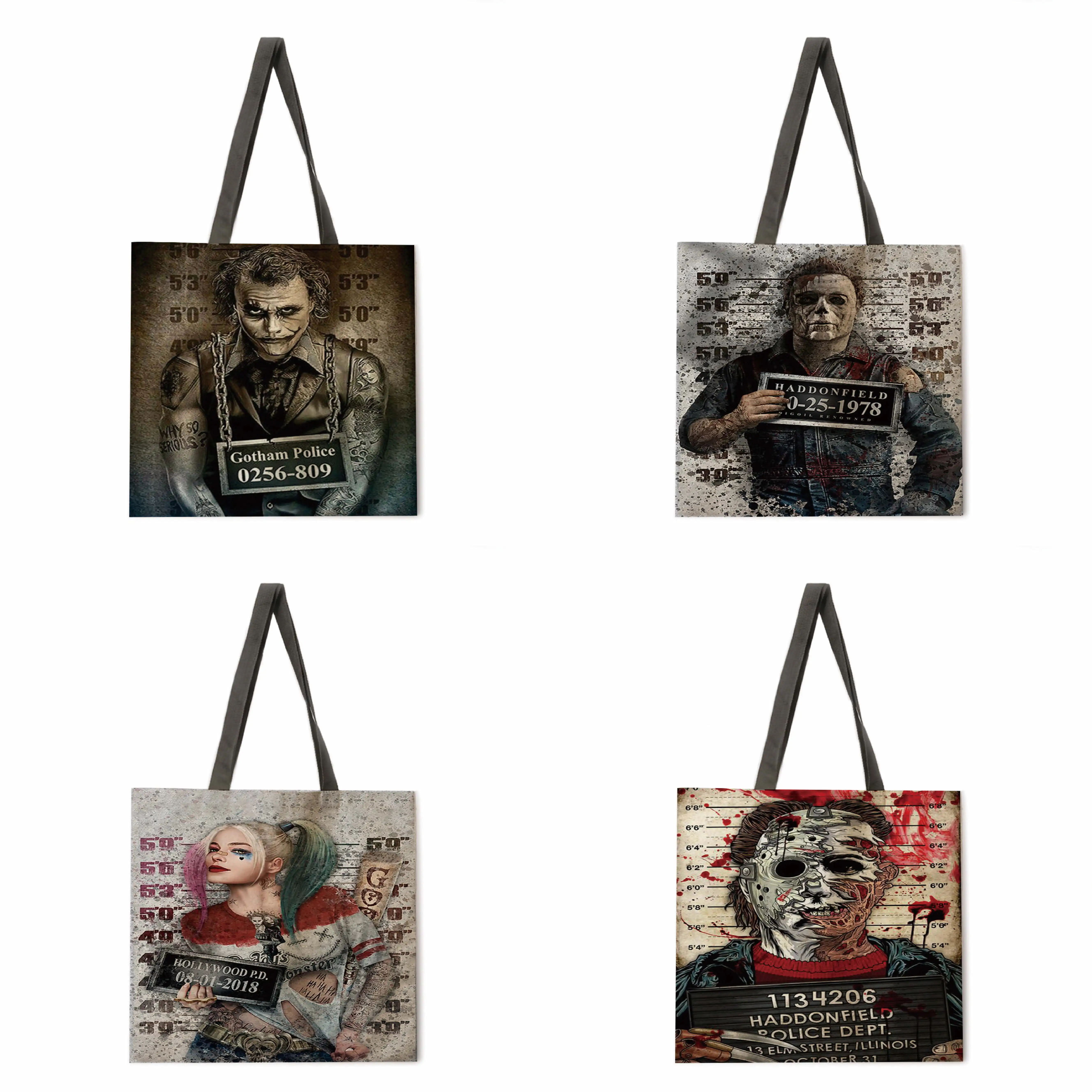 

Horror comics linen bag handbag light shoulder bag large capacity eco-friendly shopping bag tote bag