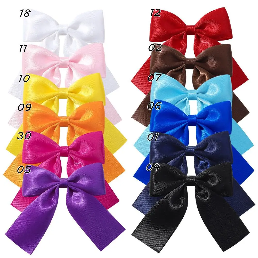 

120pc/lot Boutique 2.4" Satin Ribbon Bow Hair Clips Hairpins Women Girls Solid Ribbon Hair Clips Bowknot Barrettes Kids Headwear