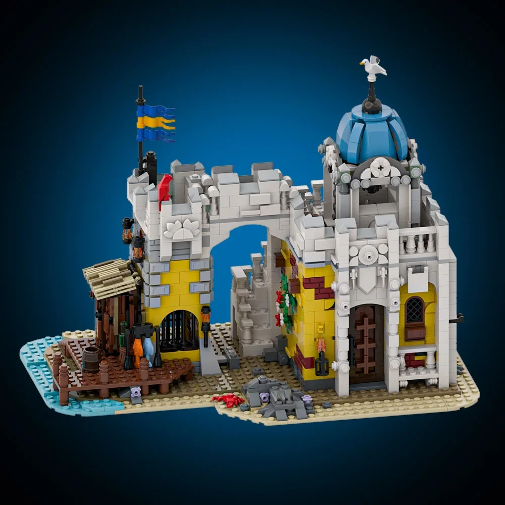 MOC Retro Architectuur Broadsides Brig Reduxa Bouwstenen Model Imilitaire gevangenis Bricks Gemonteerd Speelgoed Voor Kinderen Gift