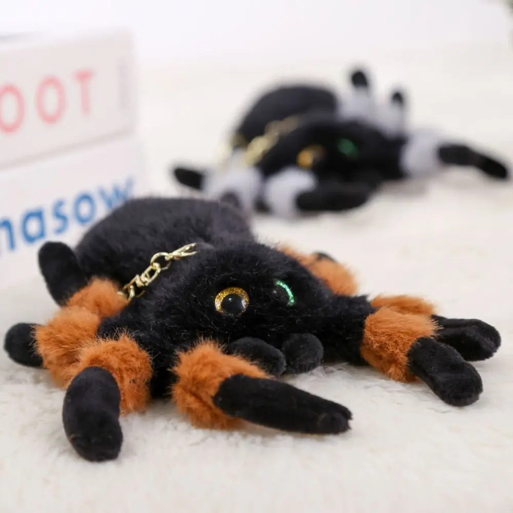 PP Cotton Color Spider Keychains Fluffy Simulation Colored Eye Spider Pendant Hanging Ornaments Lifelike Spider Keychain