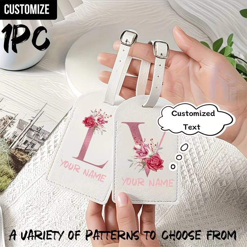 Custom Personalized Floral Elements Letters A-Z Luggage Tag Letters with Name - Suitcase Tags Travel Accessories