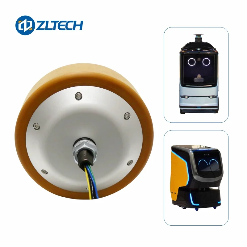 ZLTECH CE ROHS2.0 6.5 بوصة 120 كجم تحميل 24 فولت 500 واط 10N.m 260 دورة في الدقيقة BLDC التشفير محور عجلة المحرك مع إطار PU للتعامل مع الروبوت #6