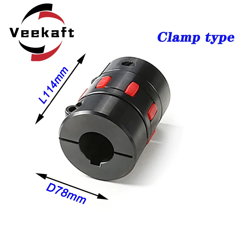 

1PC Veekaft Clamp Type XL4 D78L114 12/18/22/28/32/35/40/45mm CNC Motor Ballscrew Jaw Spider Plum Steel Shaft Coupler Flexible