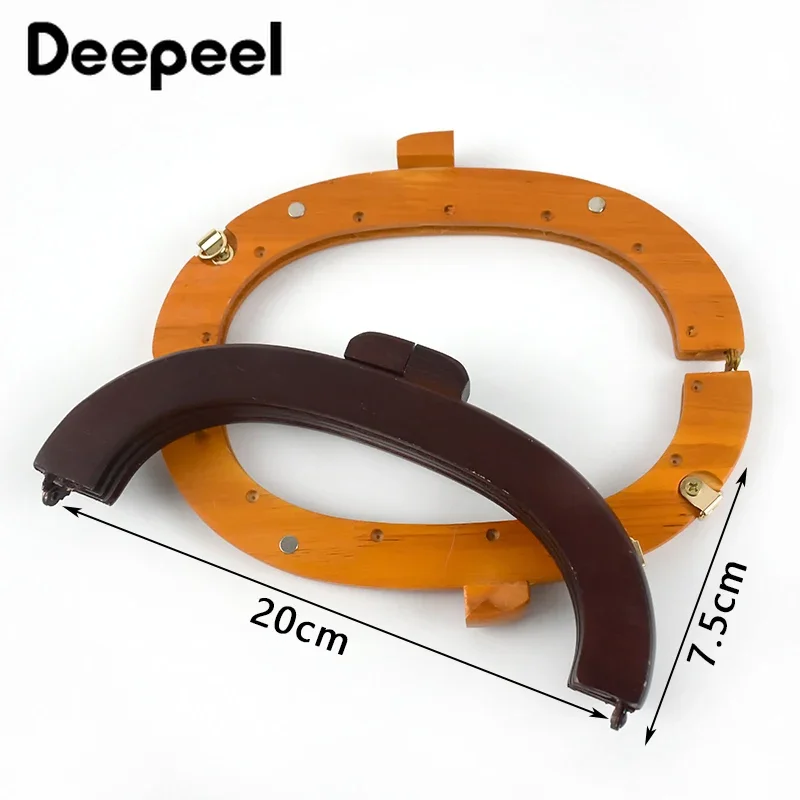 1/2Pcs Deepeel 20*7.5cm Wooden Bag Closure Handle Purse Frames Kiss Clasp Handbag Wallet Sewing Brackets DIY Bags Accessories