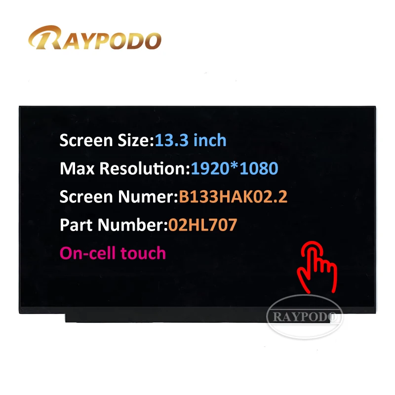 

Laptop screen panel NV133FHM-T03 V8.0 02HL708 1920(RGB)×1080, FHD 166PPI 13.3"