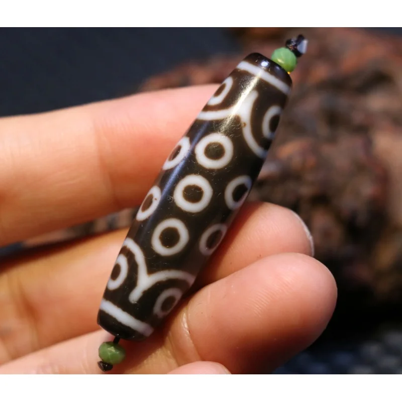 

Unique Pattern Energy Tibetan Old Oily Agate Patina 21 Eye dZi Bead Amulet LZK