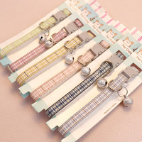 1PC Pet Collar With Bell Vintage Plaid Adjustable Safety Necklace Bell Ring Cat Collar For Puppy Small Dog Cat Accessories