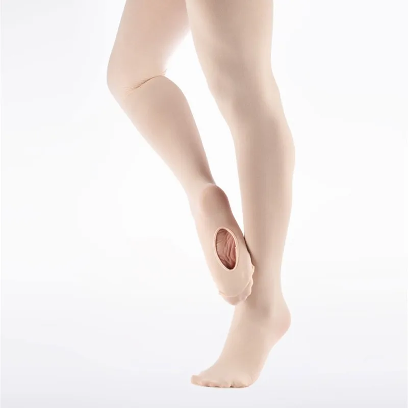 Venda quente de alta qualidade 60d crianças meninas adulto náilon elastano rosa tan ballet dança conversível collants com furo