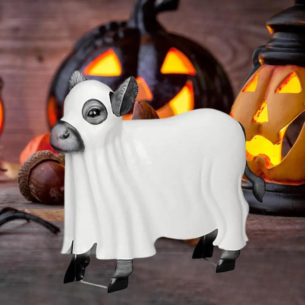 

Halloween Ghost Cow Statue Resin Ghost Calf Statue Indoor Outdoor Garden Home Office Desktop Decoration