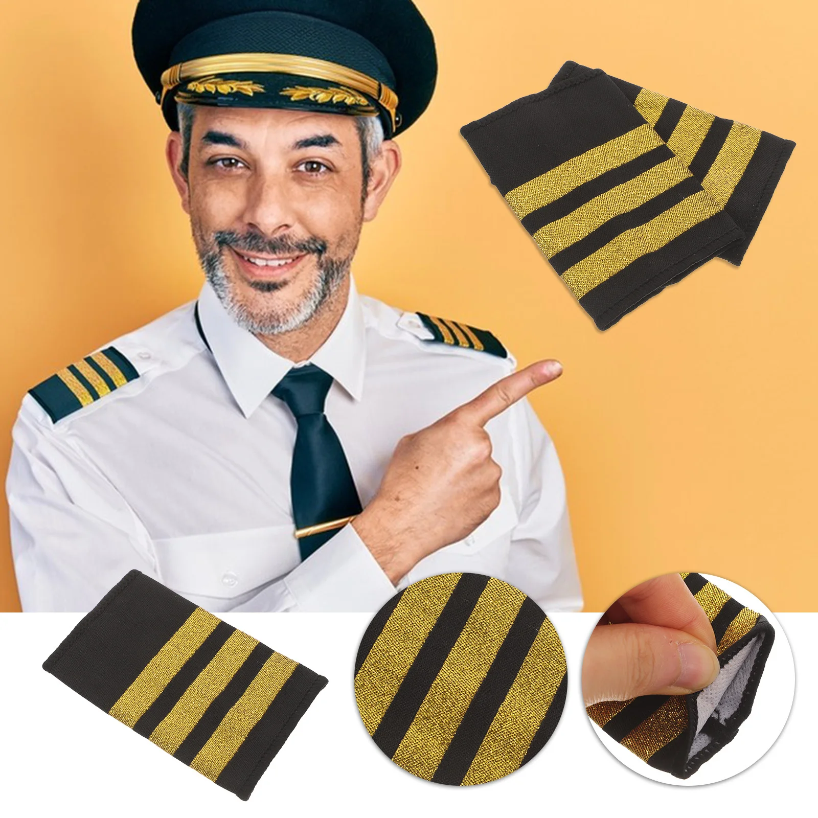 

1Pair Gold Shoulder Epaulette Firm Webbing Pilot Uniform Decoration Men Epaulets Pilot Costume Accessories Vintage Epaulettes