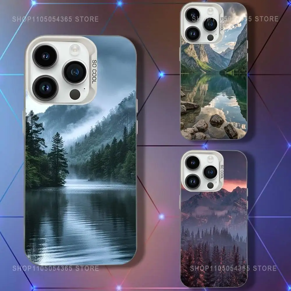 

Art Forest Mountains Phone Case For iPhone 16,15,14,13,12,11,Pro,XS,Max,Plus,Mini,SE White Candy Matte Shockproof Cover