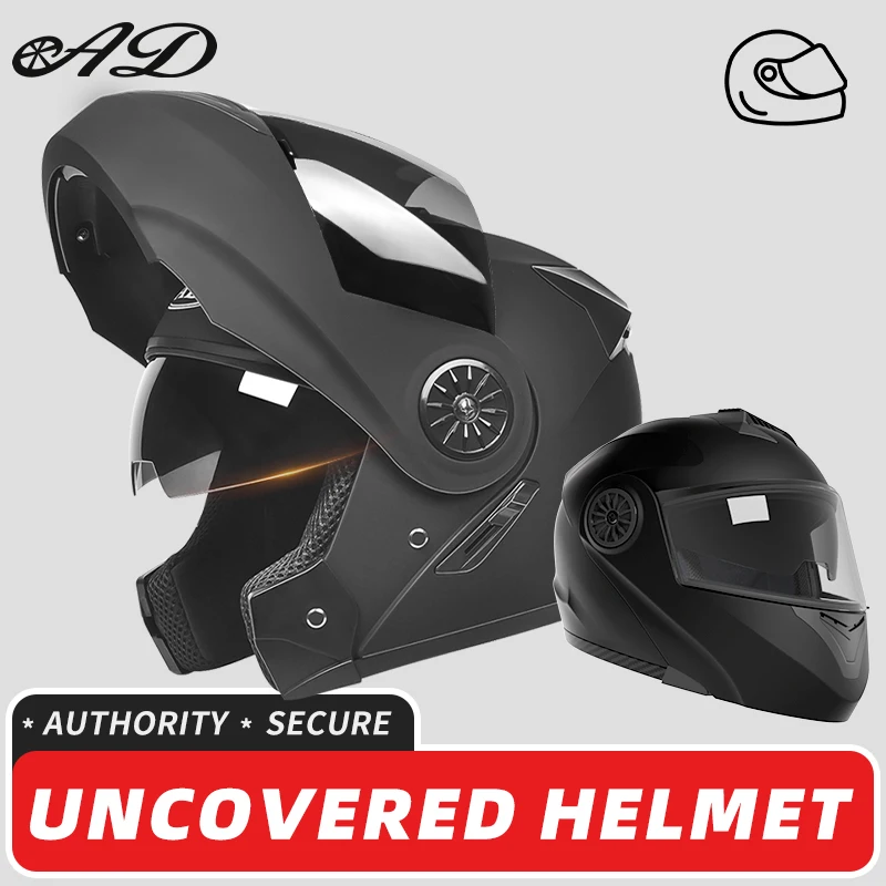 AD Personalised Motorcycle Full Face Helmet Men Women Fashion Dual Lens Helmets Motocross Racing Modular Flip Up Casco Moto