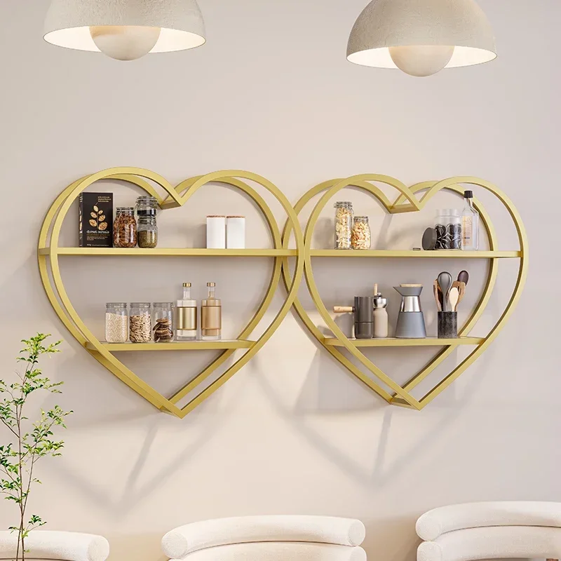 Creative Wall Hanging Wine Rack Love-shaped Display Shelf Living Room Nail Polish Rack Nordic Multi-layer Storage Decor