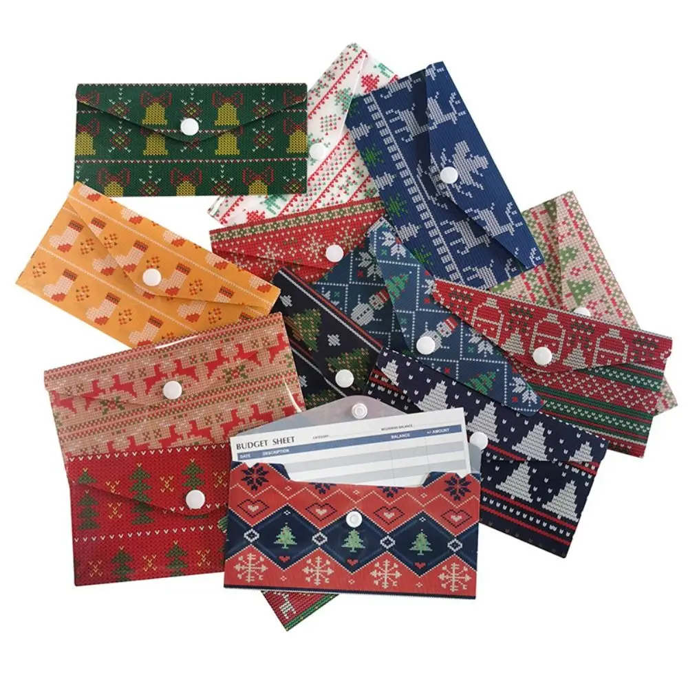 Waterproof PVC Envelopes with Snap-fastener Binder Pouches Cash Budget Pocket for Notebook Planner Journey Binders with Labels