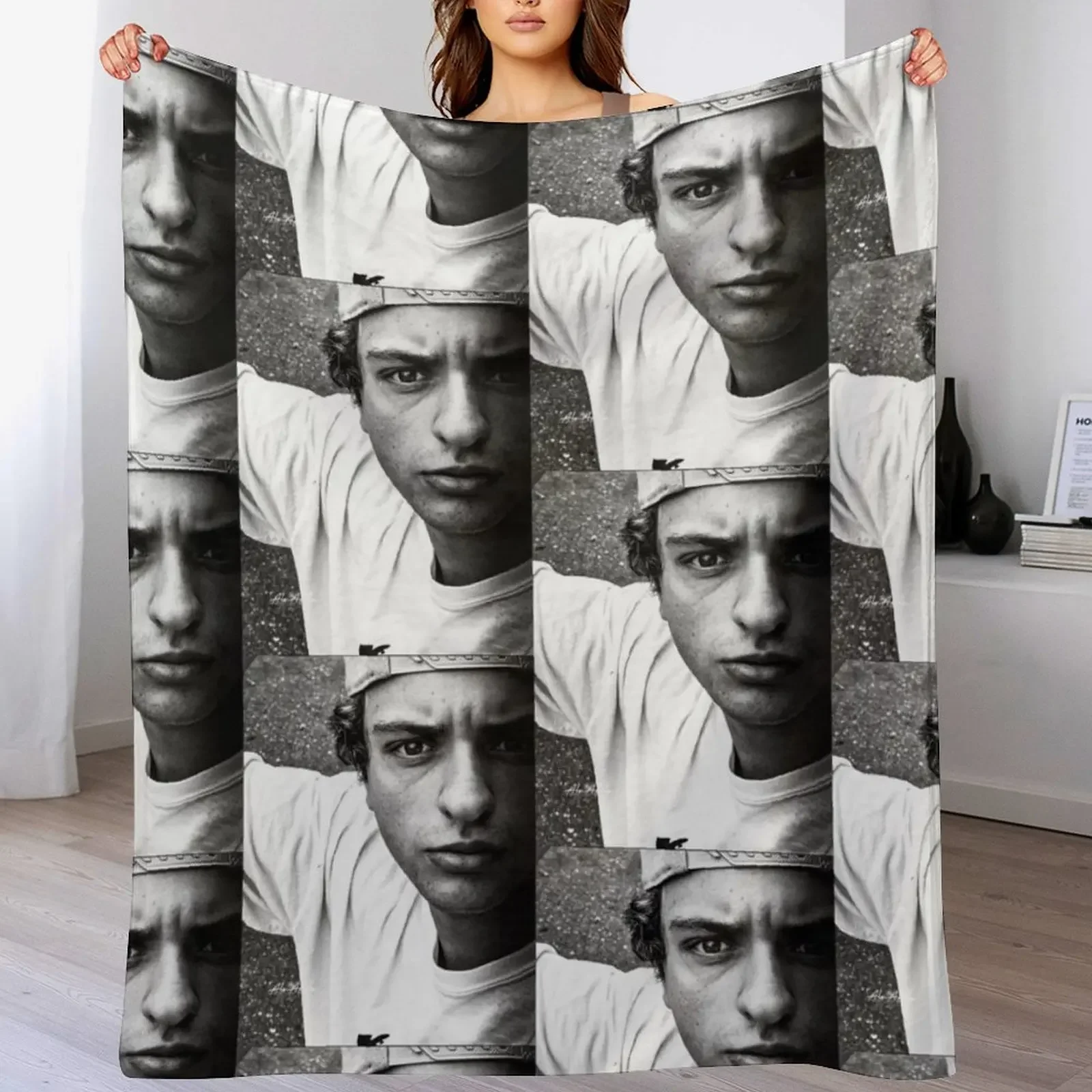 

Funky Boy J Fryer Cap Black and White Photo Funkanometry Edit Throw Blanket Winter beds Camping christmas gifts Blankets