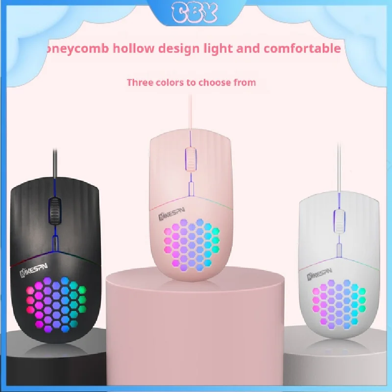 Type-C Interface Wired Mouse Colorful Rgb Hollow 4d Adjustable Speed Home Entertainment Business Office Computer Accessories