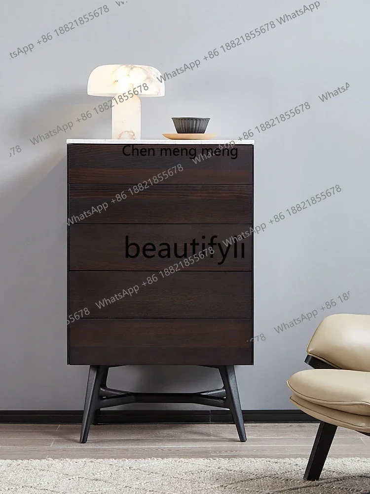 

X FH Italian Style Modern Living Room Solid Wood Storage Cabinet scandinavian Extremely Minimalist Marble Chest of Drawers