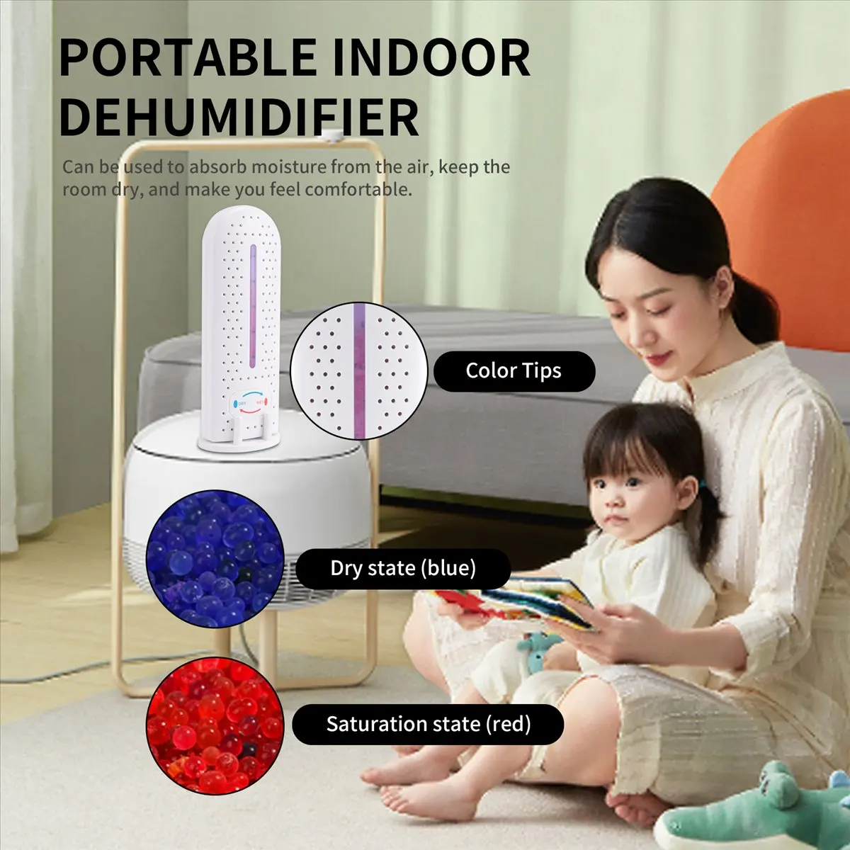 AA97 Mini Air Dryer Bathroom Bedroom Dehumidifying Recyclable Moisture Absorber Wardrobe Portable Indoor Dehumidifier