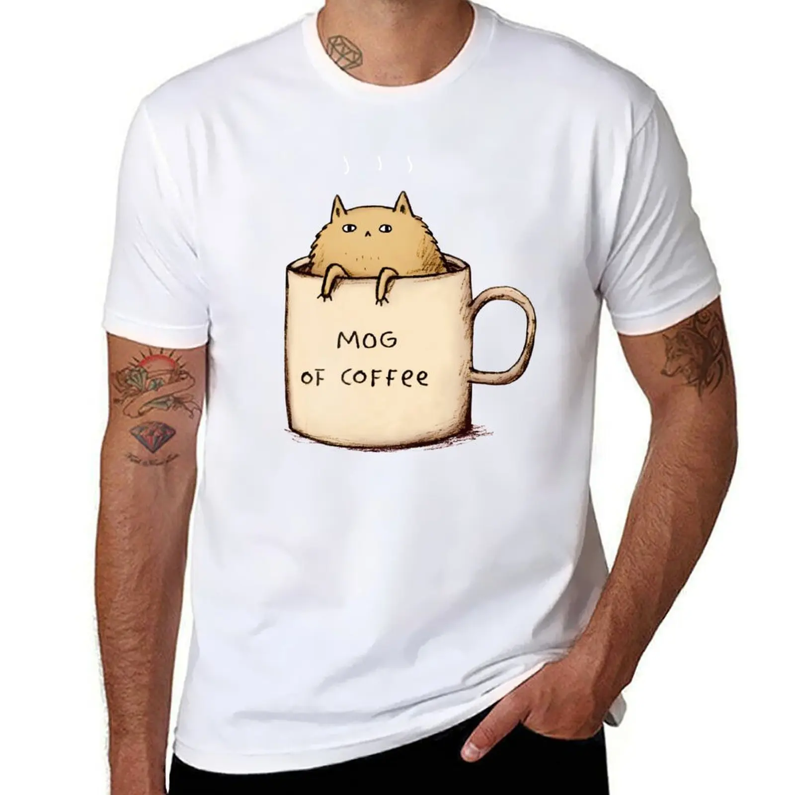 

Mog of Coffee T-Shirt t shirts for man graphic funny t shirts for man pack cotton T-Shirt