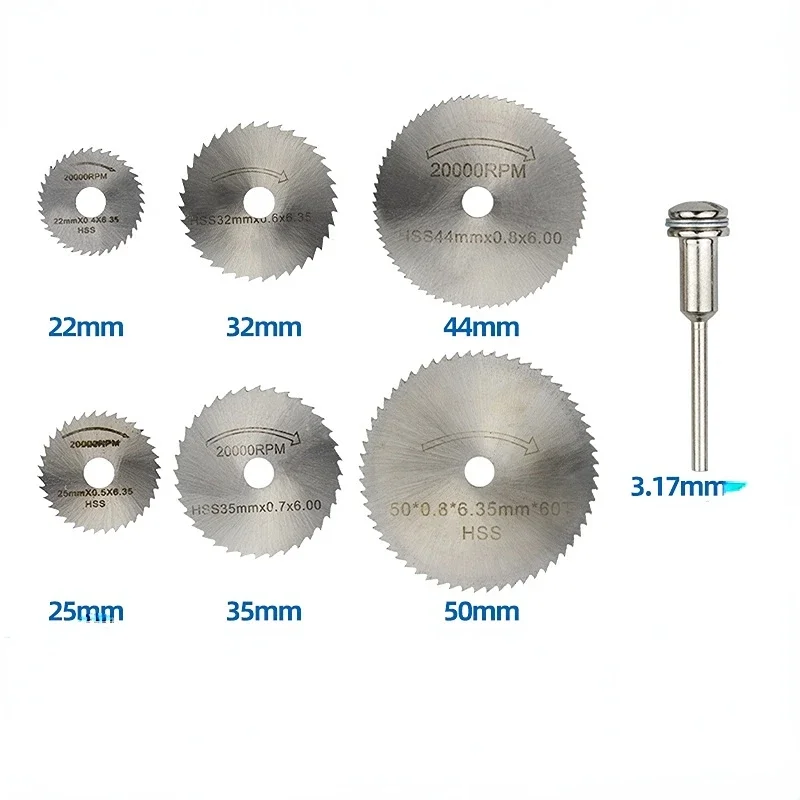 

Metal Cutting Disc 6+1 High Speed Steel Rotary Blade Wheel Discs Mandrel For Tools Wood Cutting Saw Rotary Tool Cutting Disks