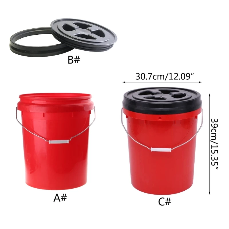 Professionsal Car Wash Bucket Seat-Mounted Car Cleaning Bucket with/without Lid Movable Car Wash Bucket for Car Washing