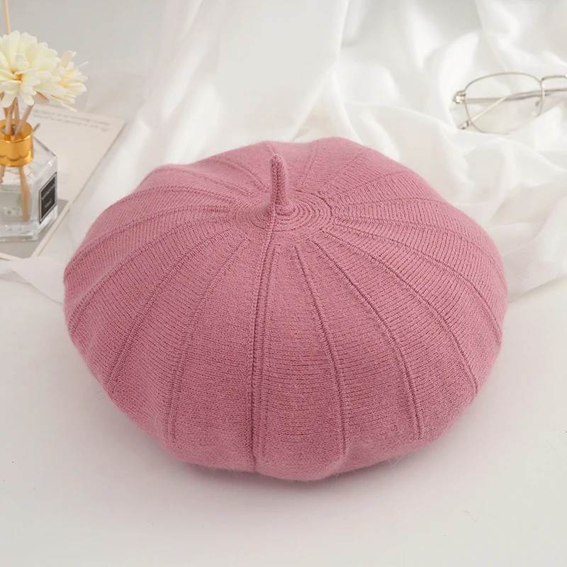 Hat for women big size circumference winter soft cashmere Beret Hat Women retro warm knitting artist hat casual pumpkin hat