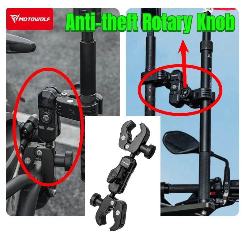 UniversalMotorcycleHeavy‑DutyClamp Bracket Aluminum Alloy Gimbal Mount Action Camera Riding Shooting Fixed Support Modified Pole