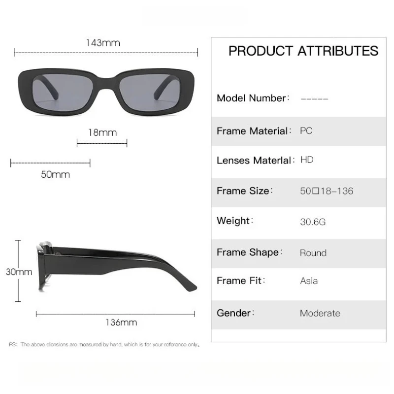 Vintage Black Square Sunglasses for Woman Luxury Brand Small Rectangle Sun Glasses Female Gradient Clear Mirror Fashion Eyewear