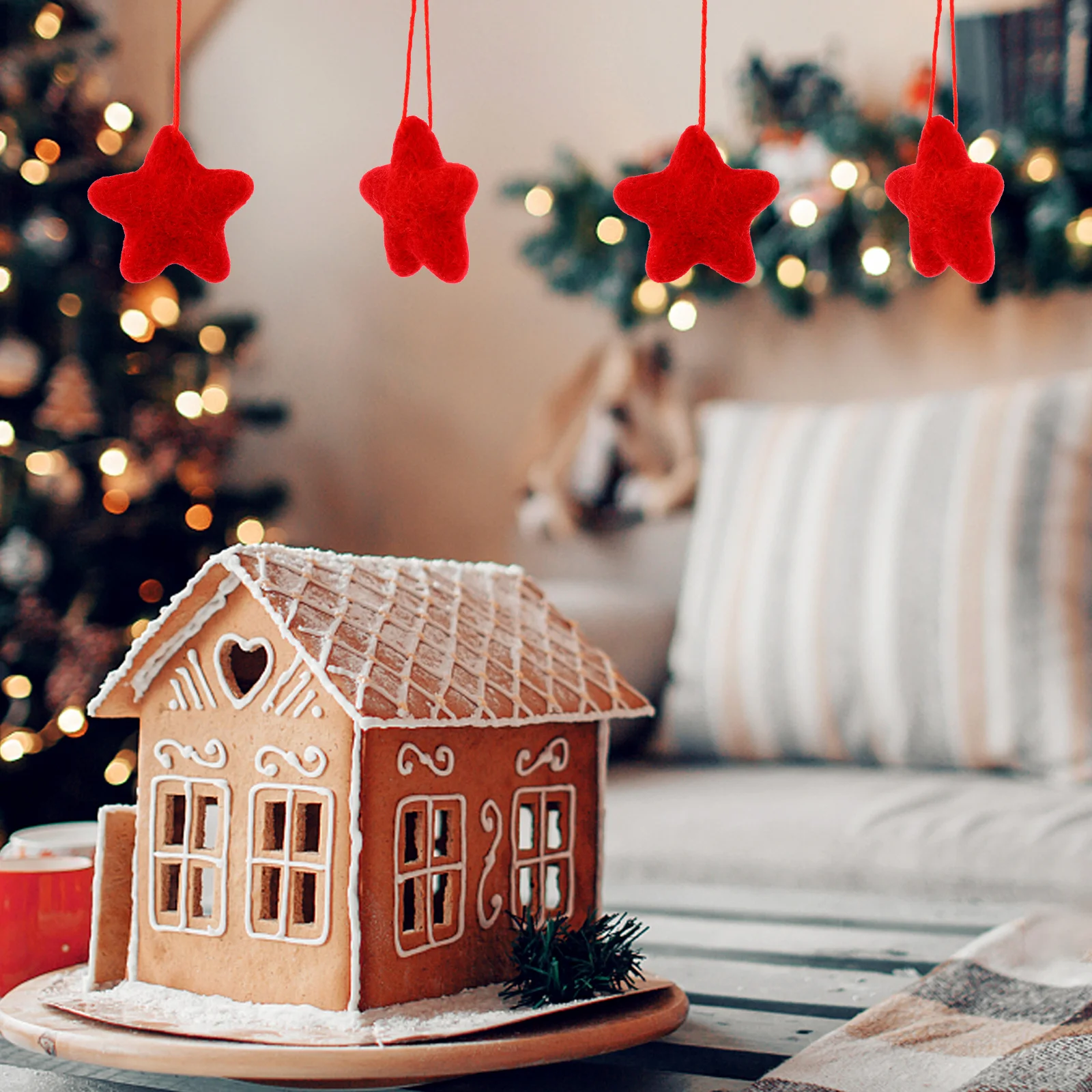 

1Pcs Five-Pointed Star Xmas Ornament Wool Hanging Decor Rustic Christmas Tree Pendant Decoration Christmas Ornaments