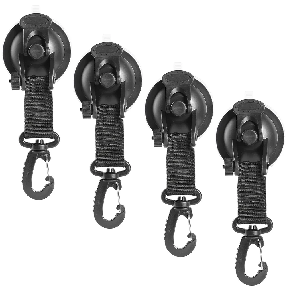 4 Pcs Car Tent Suction Cup Outdoor Hooks Heavy Duty Clothes Rack Portable Carabiner Travel Climbing Cups Mounted Household