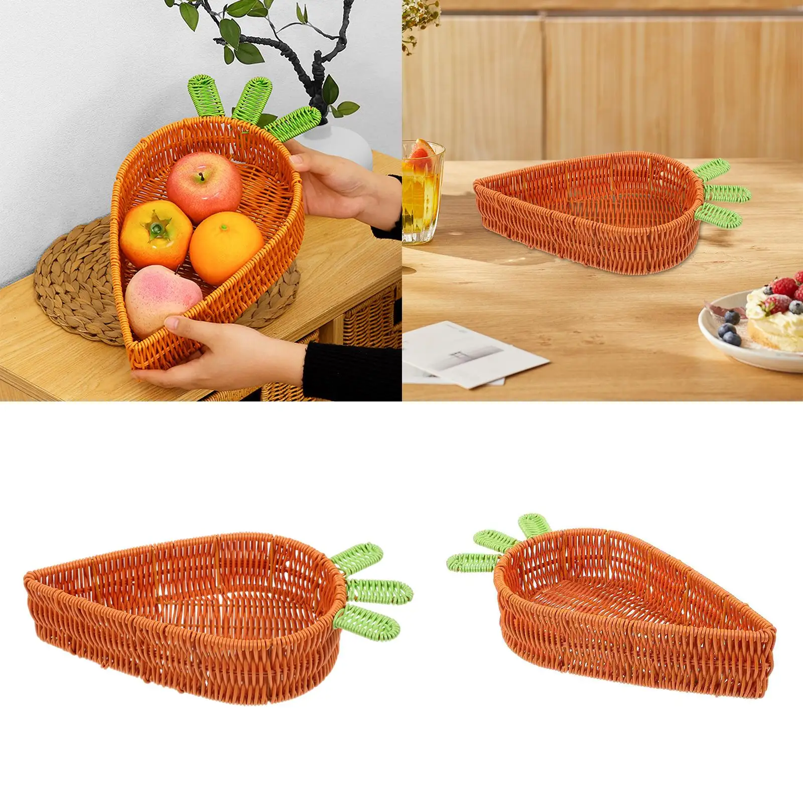 Geflochtener Korb aus Rattan in Karottenform, Servierkorb für Gemüseaufbewahrung aus Rattan