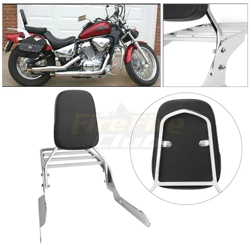 Motorbike Rear Passenger Sissy Bar Luggage Rack Backrest w/ Leather Pad For HONDA SHADOW VLX VT400-600 1996-2008