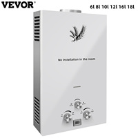 VEVOR LPG Water Heater Hot Water Heater Boiler 6L 8L 10L 12L 16L 18L White Tankless Steel LED Display