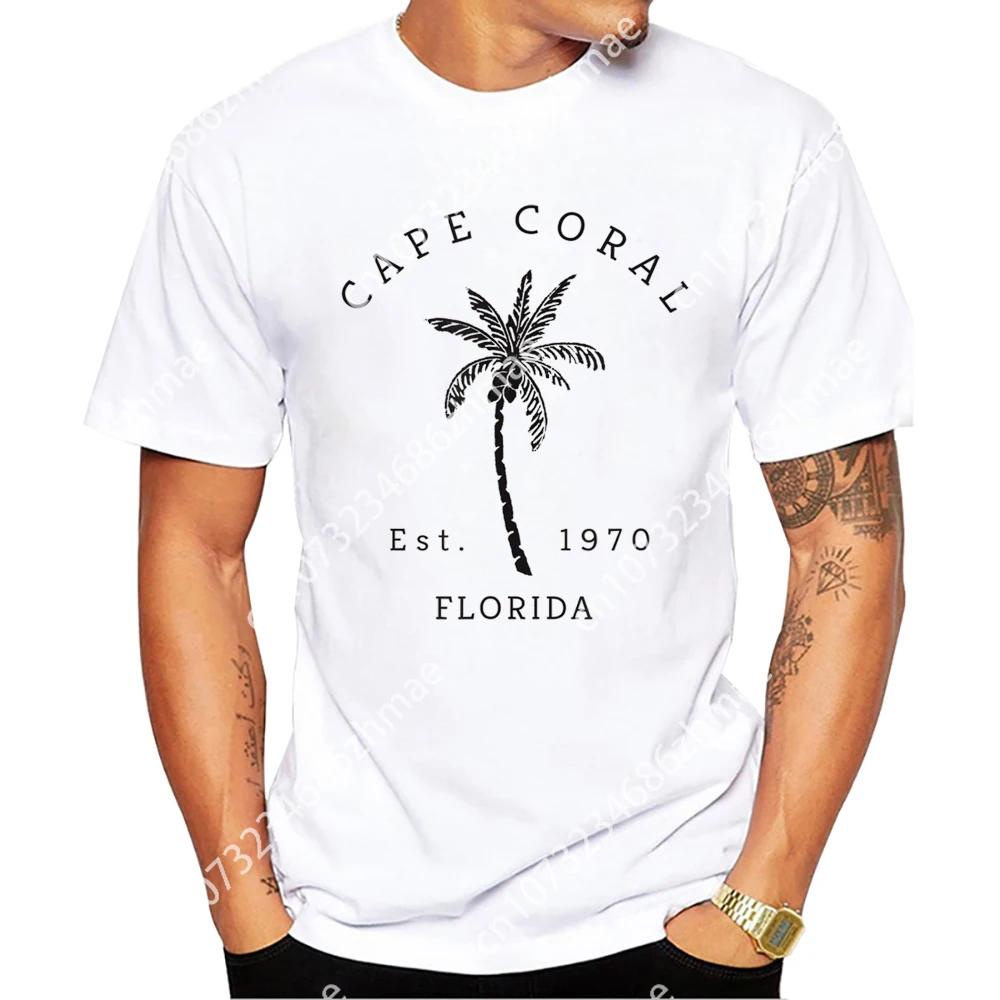 Retro Cool Cape Coral Men T-Shirt Florida Beaches Printed Fashion Casual T Shirts Short Sleeve Tshirts Harajuku Tee