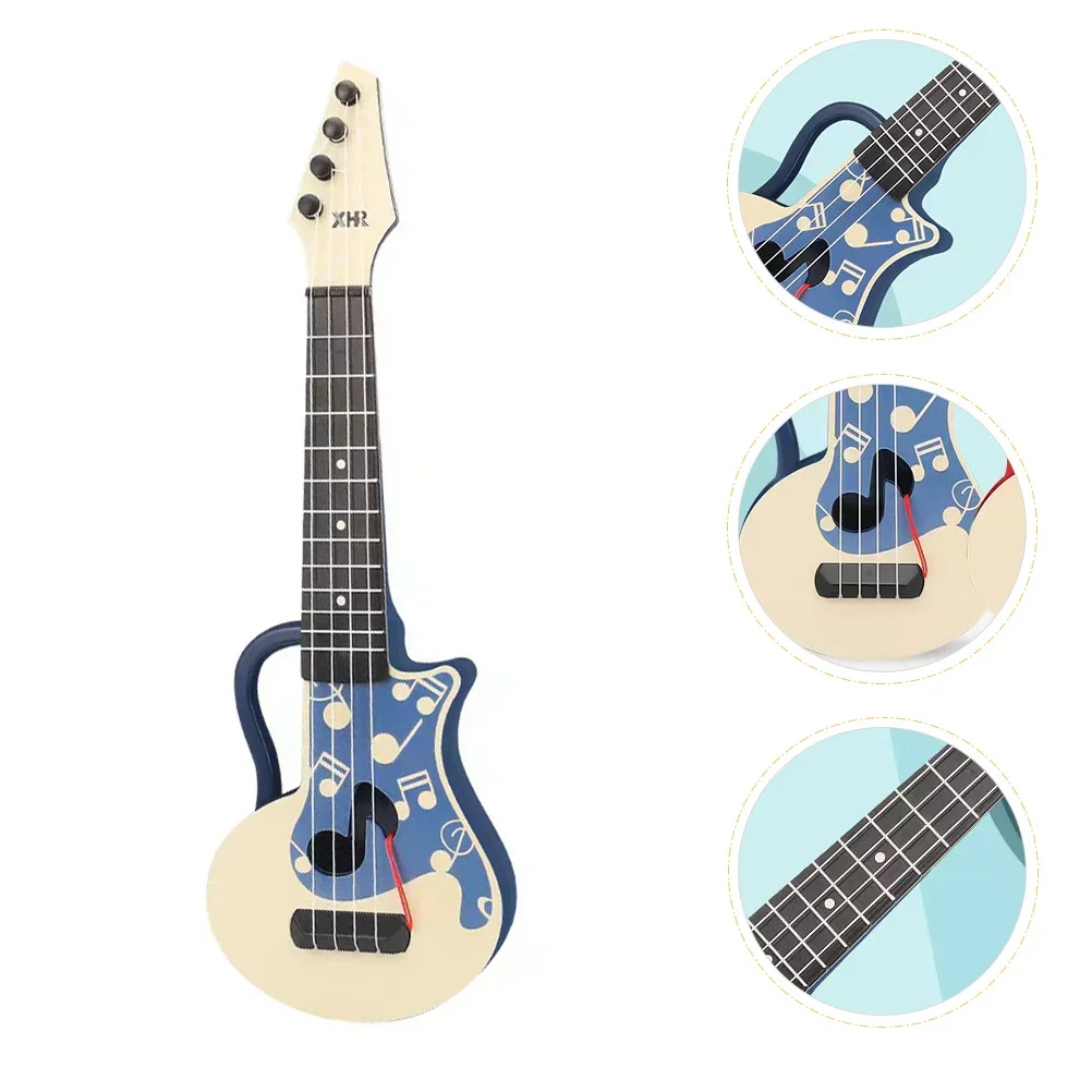 Mainan gitar Ukulele Mini gitar plastik mainan edukasi awal alat musik untuk pemula anak laki-laki anak perempuan mainan anak-anak