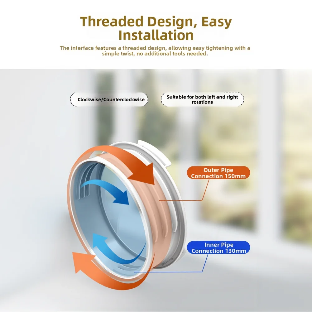 Exhaust Pipe Connector Designed for Portable Air Conditioners Accepts 130mm and 150mm Hose Sizes PVC Construction