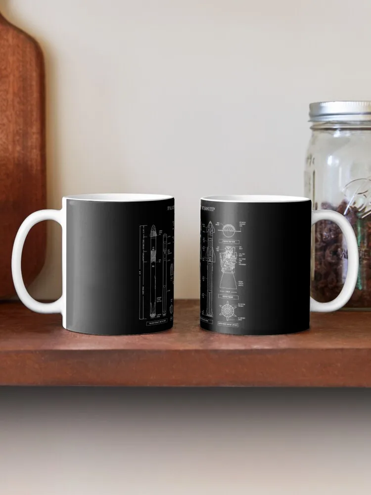 SPACEX: Falcon 9 & Super Heavy / Starship (White Stencil - No Background) Coffee Mug Travel Cup Travel Coffee Mug Coffee Cup