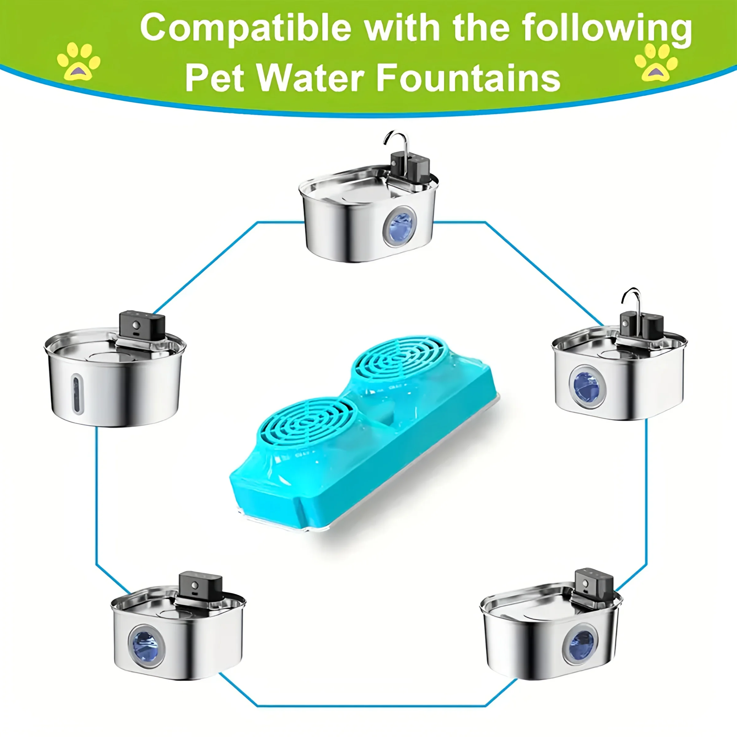 10/20/30er Pack Edelstahl-Ersatzfilter für 3,2L Smart Pet Fountain Zubehör Katze D – Detail 6