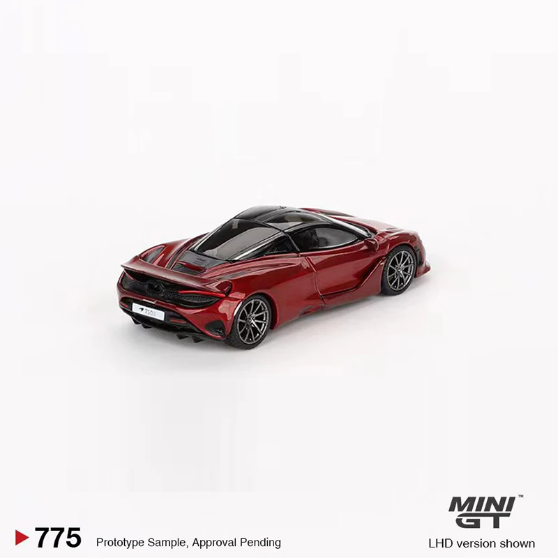 MINIGT 1:64 modello di auto McLa 750S veicolo sportivo pressofuso in lega #775 amaranto rosso