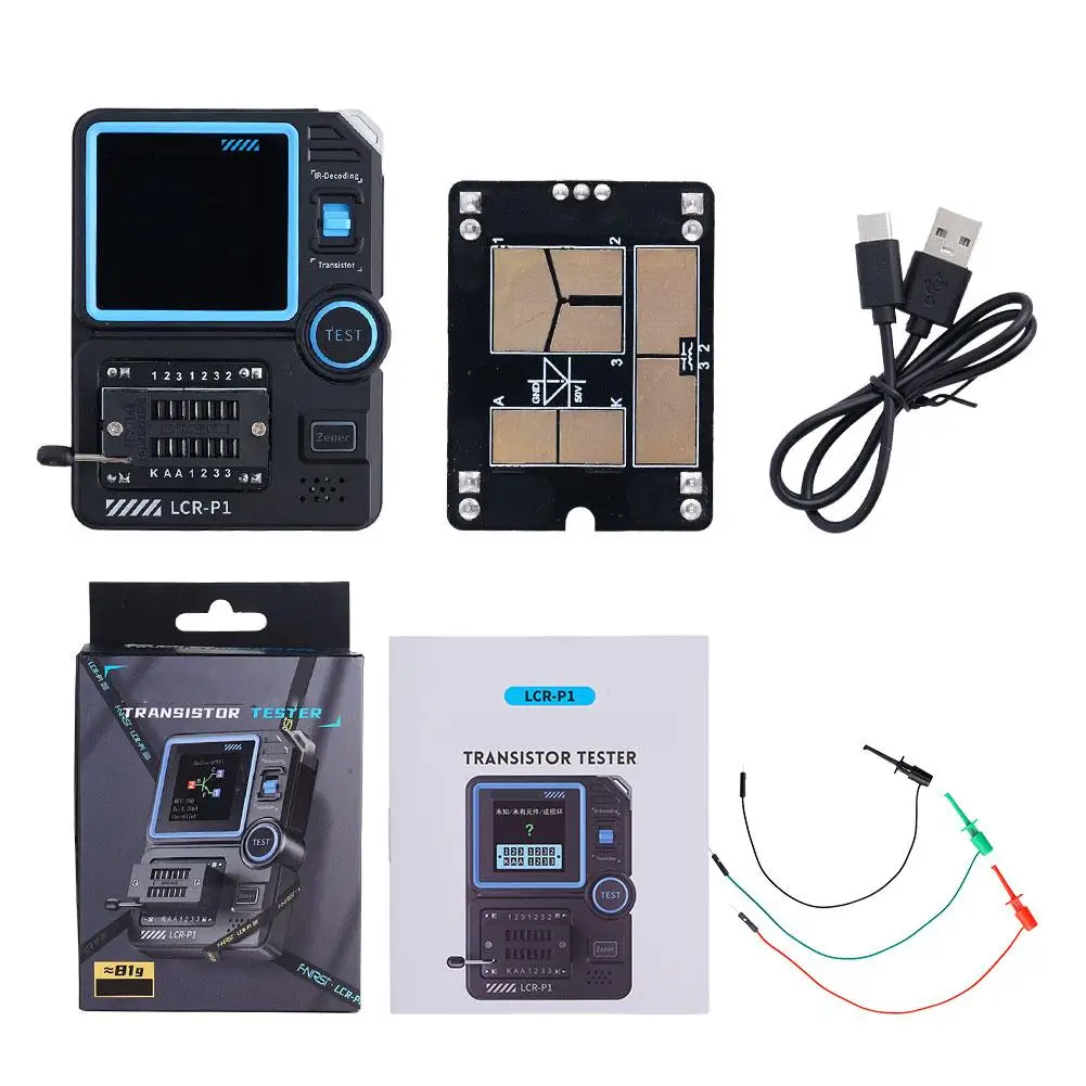 1 Juego de LCR-P1 probador de transistores diodo triodo medidor de capacitancia IR NPN LCR medidor de resistencia PNP probador multifunción MOSFET Y6Q7