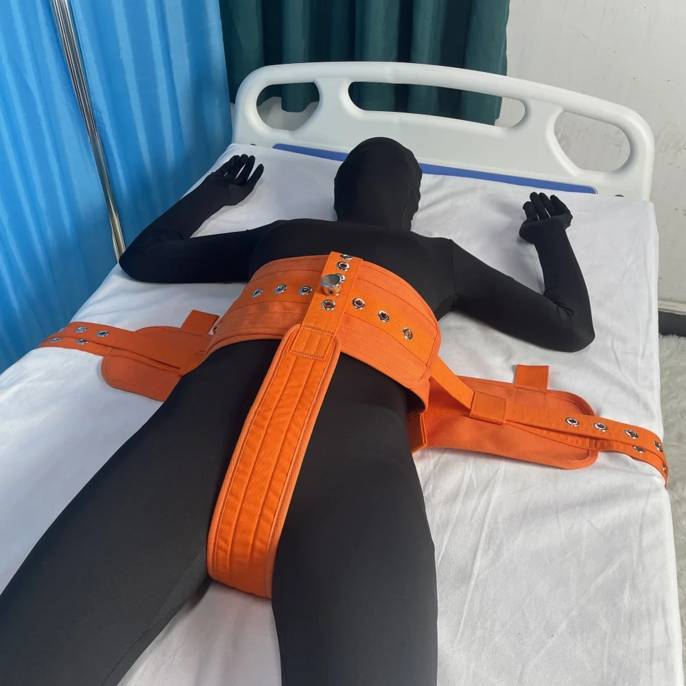 

Orange Magnetic Bed Restraints Waist Crotch Bondage Locking Belt Belly Bondage Medical Rehabilitation Immobilization Strap