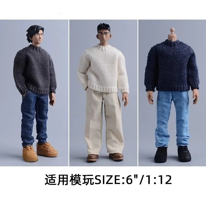Juguetes masculinos a escala 1/12, prendas de punto de Color puro, Sudadera con capucha, suéter, modelo de ropa para muñecas soldado de moda de 6 pulgadas, figuras de acción DIY