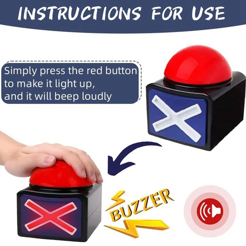 3Pcs Game Answer Buzzer, Game Buzzer Alarm Sound Play Button With Light Trivia Quiz Got Talent Buzzer Game Toys Show